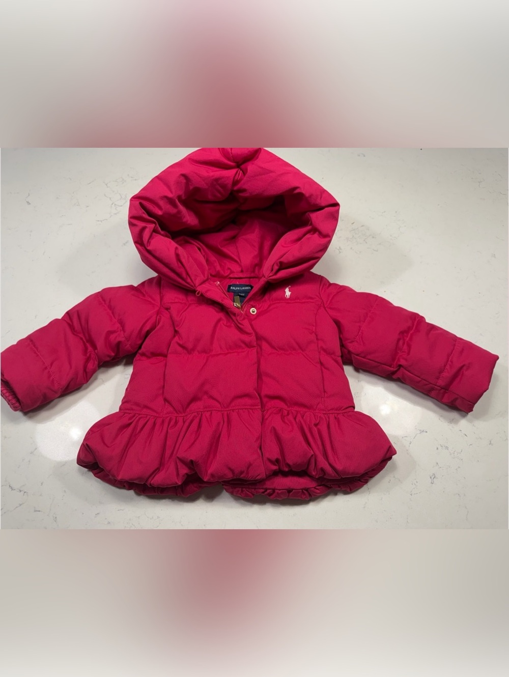 Ralph Lauren Water-Repellent Down Peplum Jacket Girls' Pink 2T